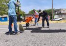 Con bacheo, rehabilitan rutas de transporte público en Victoria.